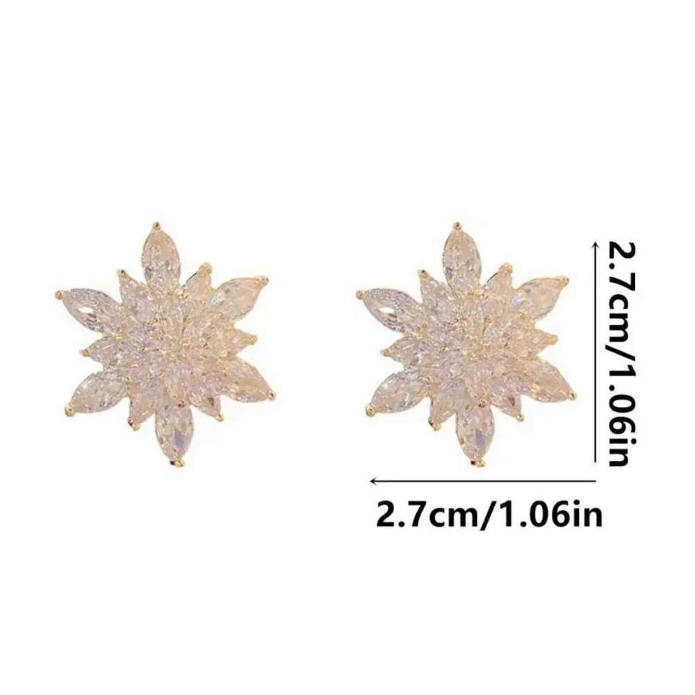 Snowflake flower shape rhinmestone earrings chic classy elegant luxe